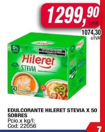 Maxiconsumo EDULCORANTE HILERET STEVIA X 50 SOBRES oferta