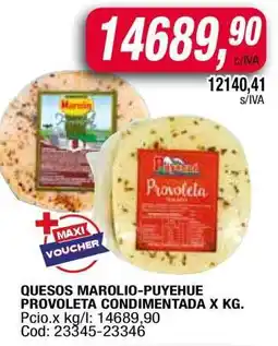 Maxiconsumo QUESOS MAROLIO-PUYEHUE PROVOLETA CONDIMENTADA X KG oferta