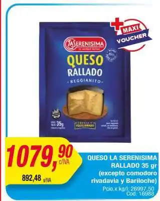 Maxiconsumo QUESO LA SERENISIMA RALLADO 35 gr oferta