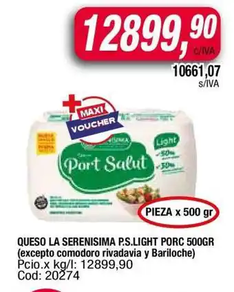 Maxiconsumo QUESO LA SERENISIMA P.S.LIGHT PORC 500GR oferta