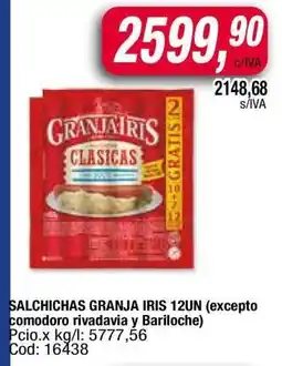 Maxiconsumo SALCHICHAS GRANJA IRIS 12UN oferta