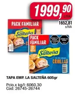 Maxiconsumo TAPA EMP. LA SALTEÑA 605gr oferta
