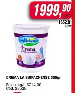 Maxiconsumo CREMA LA SUIPACHENSE 350gr oferta