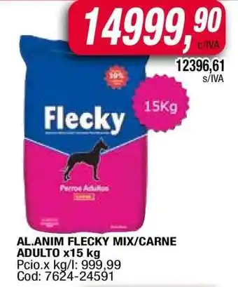Maxiconsumo AL.ANIM FLECKY MIX/CARNE ADULTO x15 kg oferta