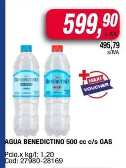 Maxiconsumo AGUA BENEDICTINO 500 cc c/s GAS oferta