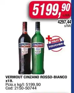 Maxiconsumo VERMOUT CINZANO ROSSO-BIANCO x1lt oferta