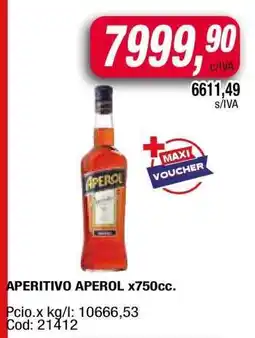 Maxiconsumo APERITIVO APEROL x750cc oferta