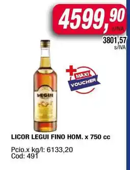 Maxiconsumo LICOR LEGUI FINO HOM. x 750 cc oferta