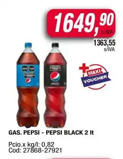 Maxiconsumo GAS. PEPSI - PEPSI BLACK 2 lt oferta