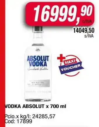 Maxiconsumo VODKA ABSOLUT x 700 ml oferta