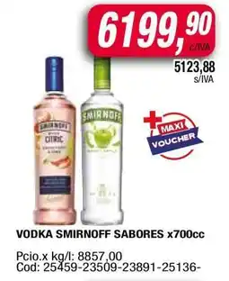 Maxiconsumo VODKA SMIRNOFF SABORES x700cc oferta
