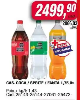 Maxiconsumo GAS. COCA / SPRITE / FANTA 1,75 lts oferta