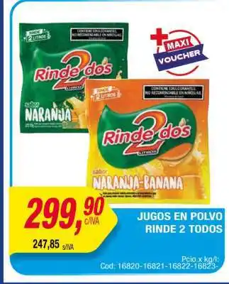Maxiconsumo JUGOS EN POLVO RINDE 2 TODOS oferta