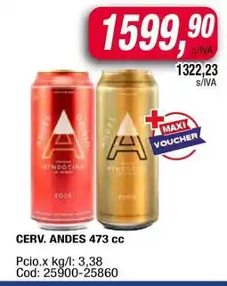 Maxiconsumo CERV. ANDES 473 cc oferta