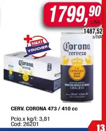 Maxiconsumo CERV. CORONA 473 / 410 cc oferta