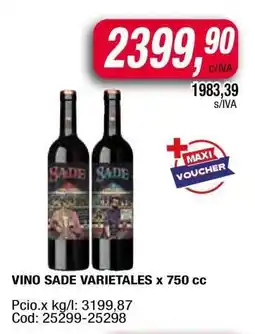 Maxiconsumo VINO SADE VARIETALES x 750 cc oferta