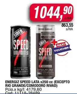 Maxiconsumo ENERGIZ SPEED LATA x250 cc oferta