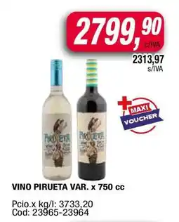 Maxiconsumo VINO PIRUETA VAR. x 750 cc oferta