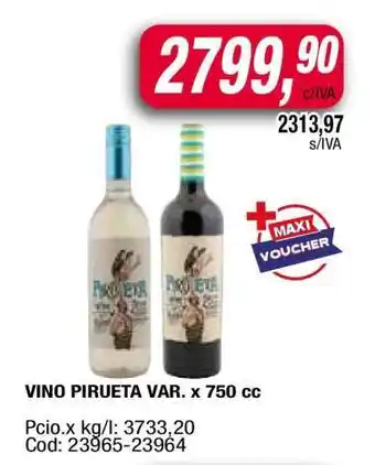 Maxiconsumo VINO PIRUETA VAR. x 750 cc oferta