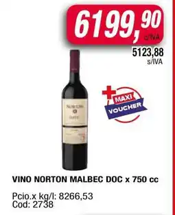 Maxiconsumo VINO NORTON MALBEC DOC x 750 cc oferta