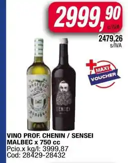 Maxiconsumo VINO PROF. CHENIN / SENSEI MALBEC x 750 cc oferta