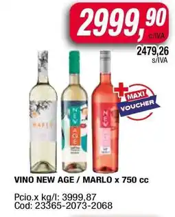 Maxiconsumo VINO NEW AGE / MARLO x 750 cc oferta