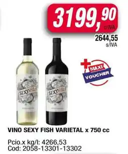 Maxiconsumo VINO SEXY FISH VARIETAL x 750 cc oferta