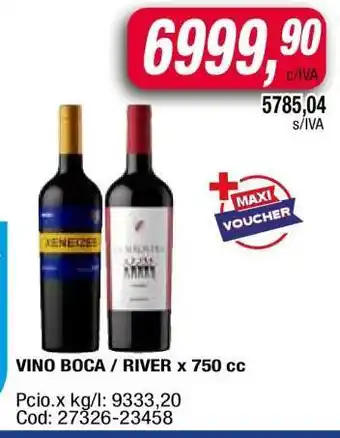 Maxiconsumo VINO BOCA / RIVER x 750 cc oferta