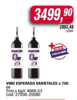 Maxiconsumo VINO ESPERADO VARIETALES x 750 cc oferta
