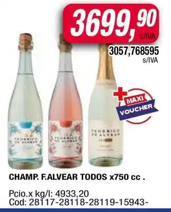Maxiconsumo CHAMP F.ALVEAR TODOS x750 cc oferta