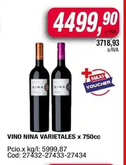 Maxiconsumo VINO NINA VARIETALES x 750cc oferta