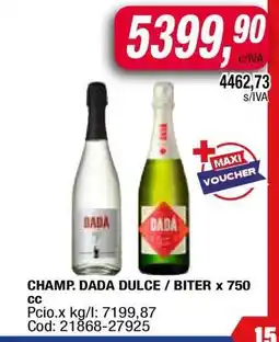 Maxiconsumo CHAMP. DADA DULCE / BITER x 750 cc oferta