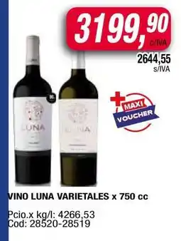 Maxiconsumo VINO LUNA VARIETALES x 750 cc oferta