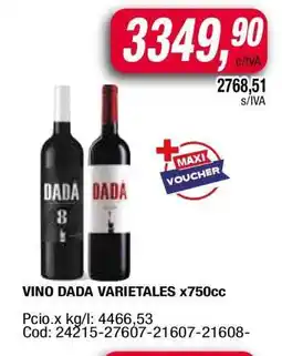 Maxiconsumo VINO DADA VARIETALES x750cc oferta