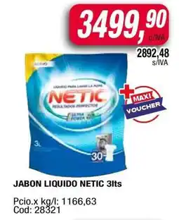 Maxiconsumo JABON LIQUIDO NETIC 3lts oferta