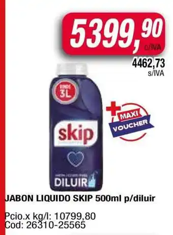 Maxiconsumo JABON LIQUIDO SKIP 500ml p/diluir oferta