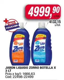 Maxiconsumo JABON LIQUIDO ZORRO BOTELLA X 3 LT oferta