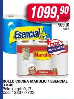 Maxiconsumo ROLLO COCINA MAROLIO / ESENCIAL 3 x 40 oferta