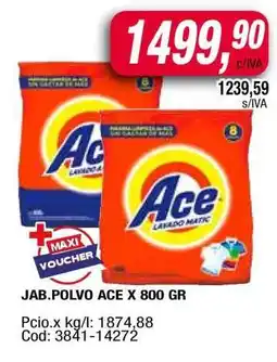 Maxiconsumo JAB.POLVO ACE X 800 GR oferta