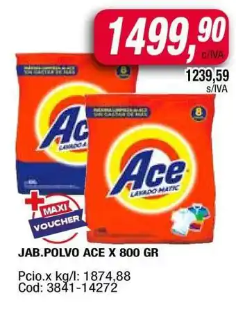 Maxiconsumo JAB.POLVO ACE X 800 GR oferta