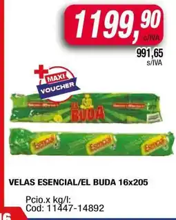 Maxiconsumo VELAS ESENCIAL/EL BUDA 16x205 oferta