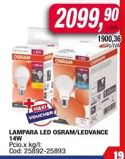 Maxiconsumo LAMPARA LED OSRAM/LEDVANCE 14W oferta