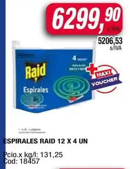 Maxiconsumo ESPIRALES RAID 12 X 4 UN oferta