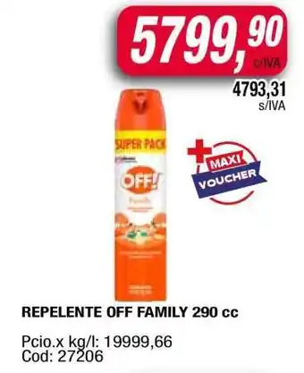 Maxiconsumo REPELENTE OFF FAMILY 290 cc oferta