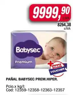 Maxiconsumo PAÑAL BABYSEC PREM. HIPER oferta