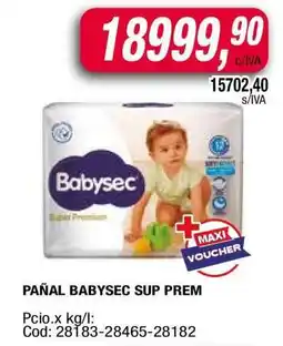 Maxiconsumo PAÑAL BABYSEC SUP PREM oferta