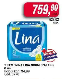 Maxiconsumo T. FEMENINA LINA NORM.C/ALAS x 8 un oferta