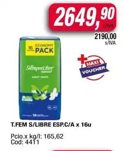Maxiconsumo T.FEM S/LIBRE ESP C.A x 16u oferta