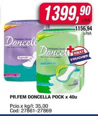 Maxiconsumo PR.FEM DONCELLA POCK x 40u oferta
