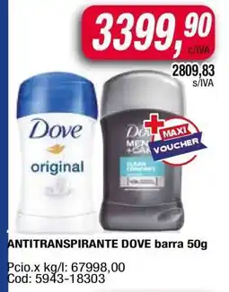 Maxiconsumo ANTITRANSPIRANTE DOVE barra 50g oferta